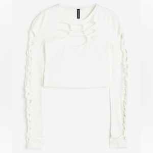 H&M CUT-OUT CROP TOP WHITE NEW WITH TAGS SIZE XS